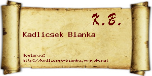 Kadlicsek Bianka névjegykártya